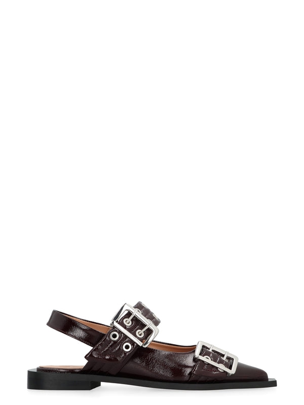 Buckle Strap Slingback Flat Shoes