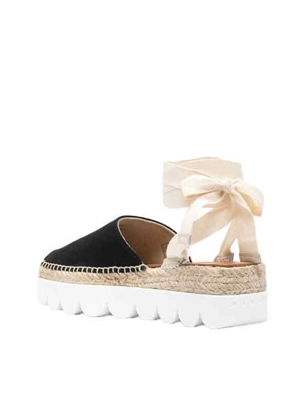 Ankle-tie Raffia Platform Shoes