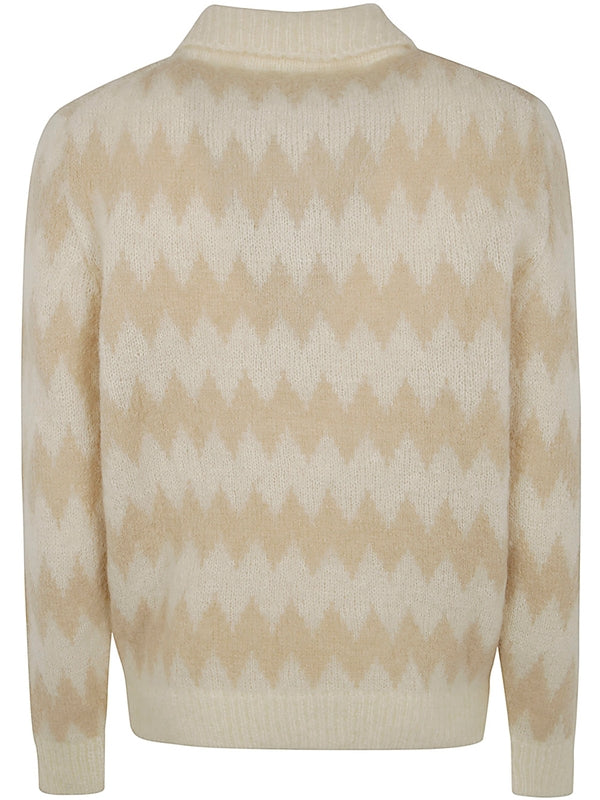 Mohair Blend Knit Polo Shirt