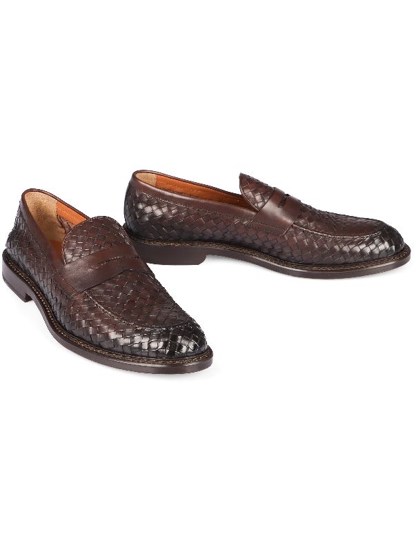 Woven Leather Penny Loafers