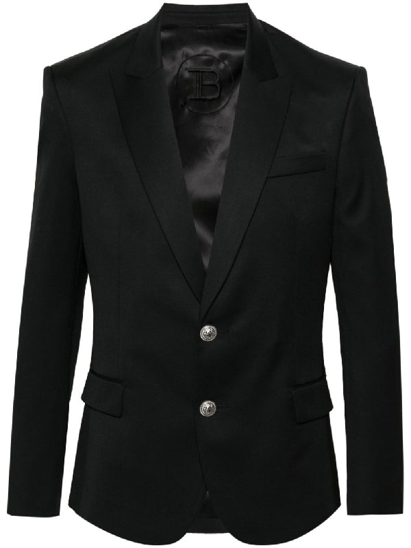 Black Wool Single Jacket