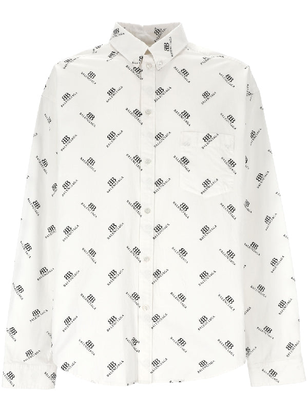 All Over Logo Print Cotton Shirt