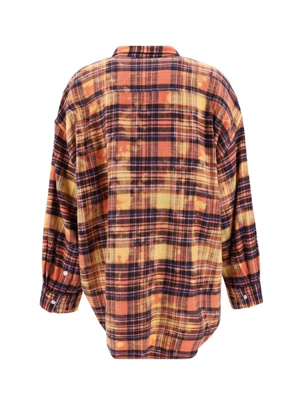 Bleach Dyed Check Pattern Work Shirt