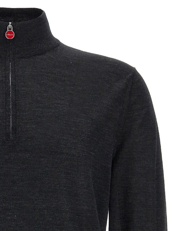 14 Micron Half Zip Wool Knit