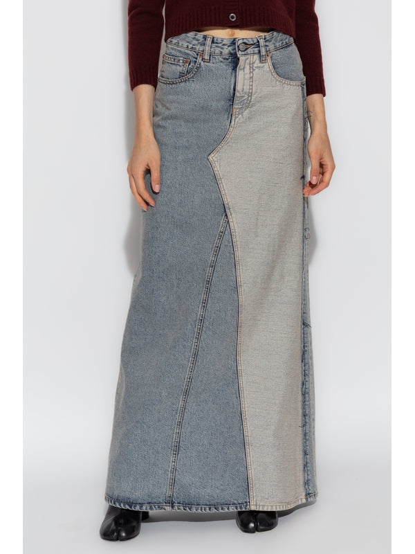 Panel Detail
  Denim Long Skirt