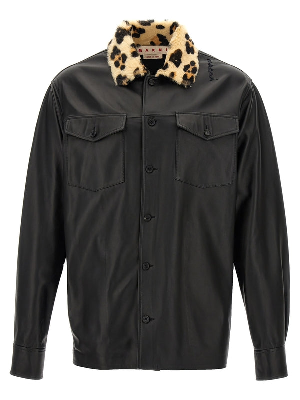 Animal Collar Leather Shirt