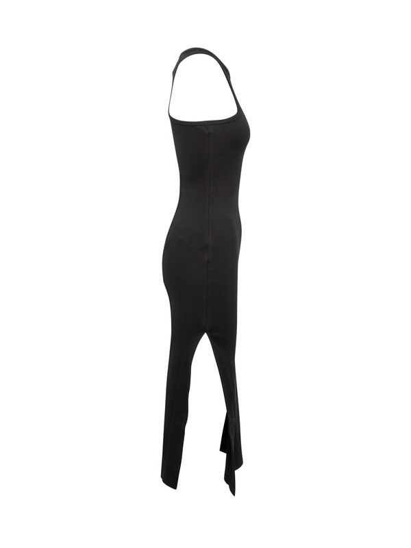 Logo Embroidered Sleeveless Cotton Dress