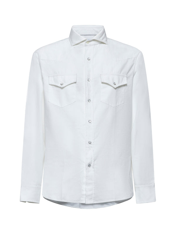 White Double Pocket Cotton Shirt