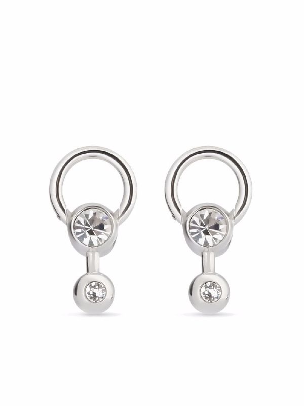 Force Rhinestone Silver Ball Earrings