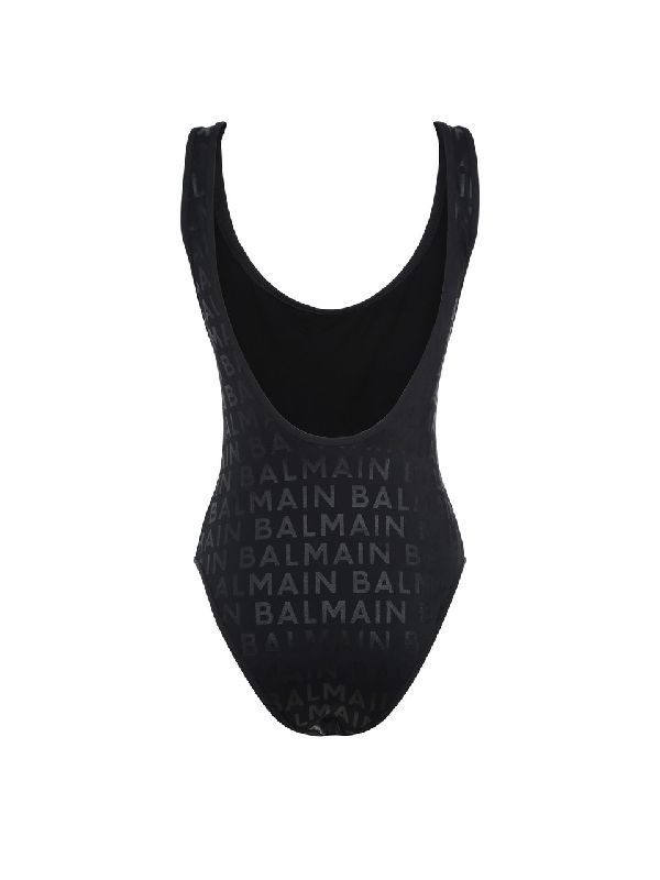 Black Allover Logo One-Piece Swimsuit