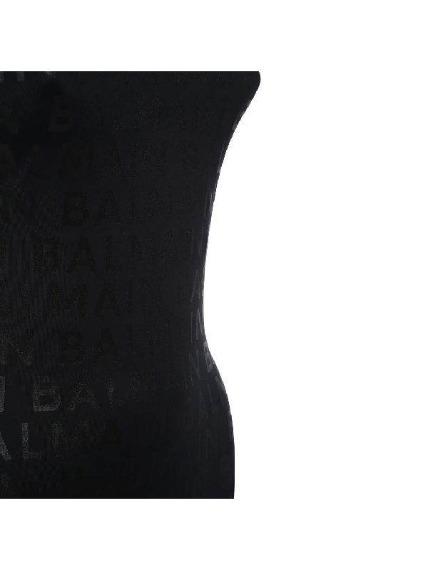 Black Allover Logo One-Piece Swimsuit