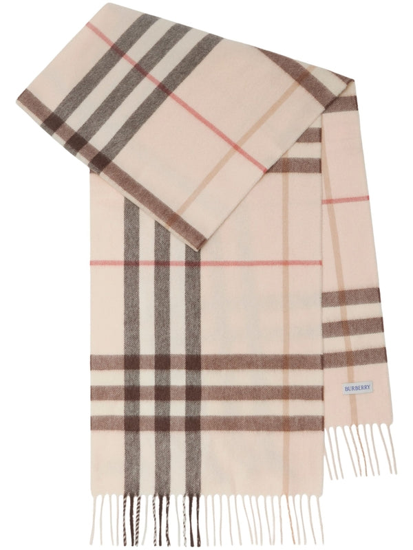 Check Pattern Fringe Cashmere Muffler