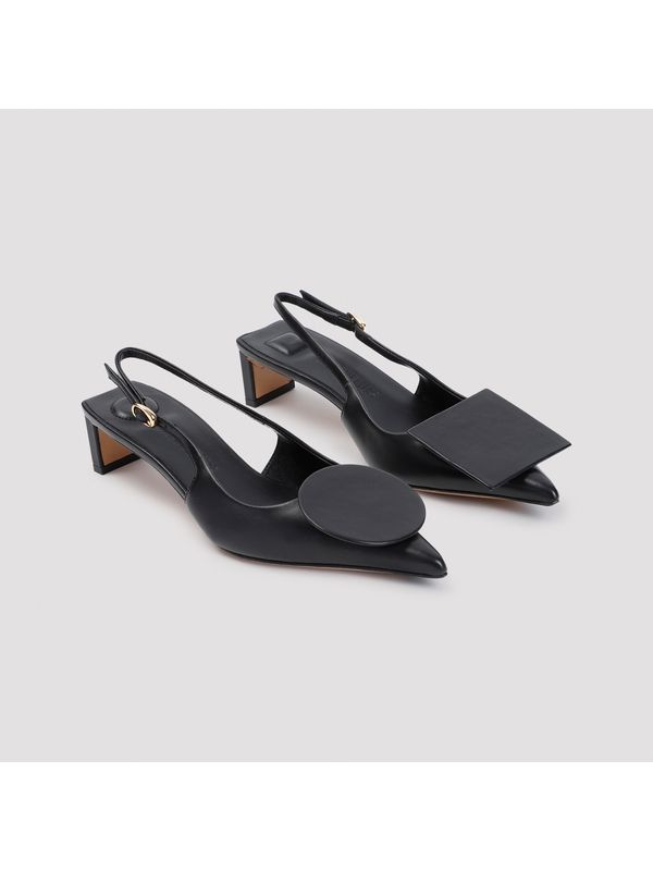 Circle Square Leather Slingback Heel