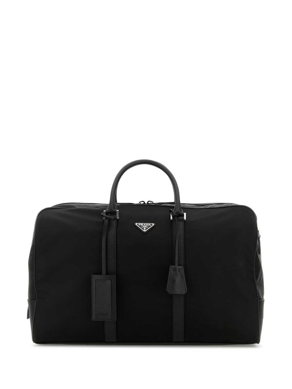 Triangle Logo Nylon Boston Bag