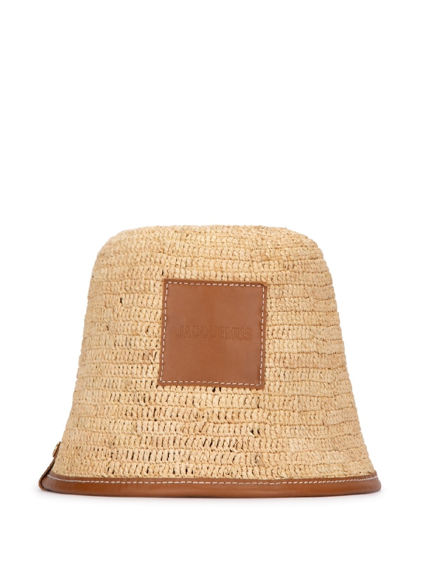 Bob Logo Patch Raffia Bucket Hat