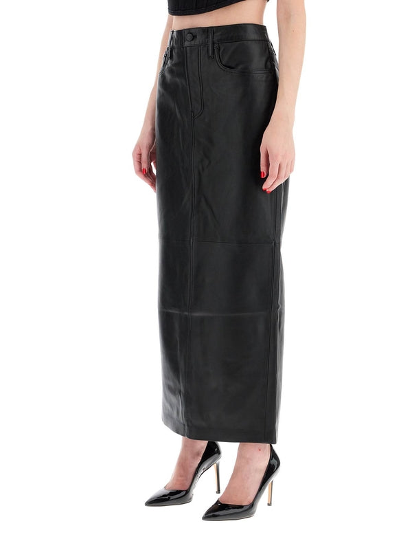 Lambskin Leather Long Skirt