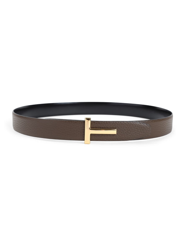 T Logo Buckle Calfskin Belt