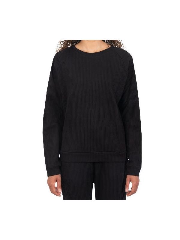 Crewneck Fleece Rib Long Sleeve Top