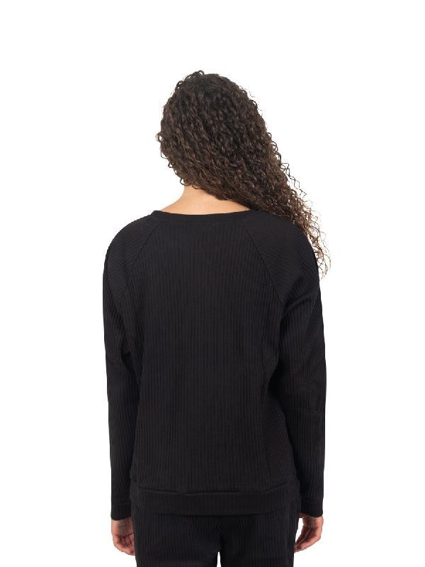 Crewneck Fleece Rib Long Sleeve Top