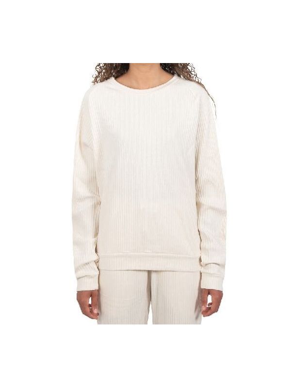 Crewneck Fleece Rib Long Sleeve Top