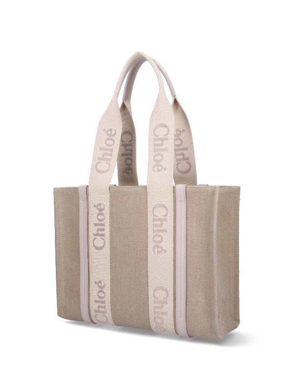 Chloe - Woody Linen Medium Tote Bag - Jente