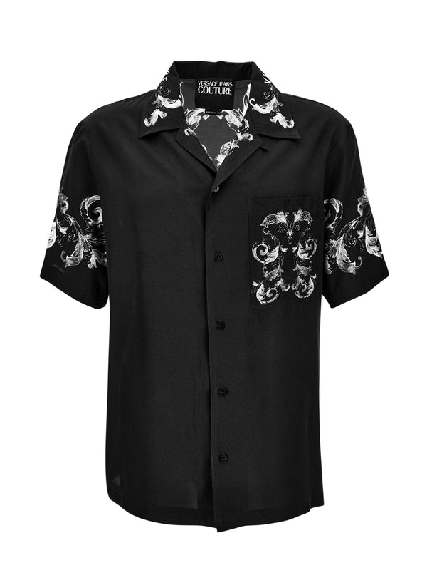 Baroque Pattern Rayon Short-Sleeve Shirt