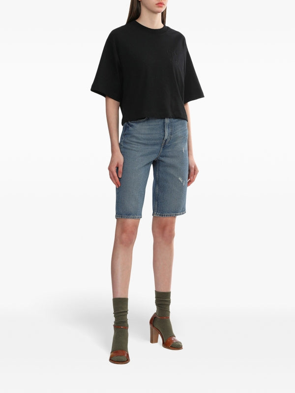 Crewneck Crop Cotton T-Shirt