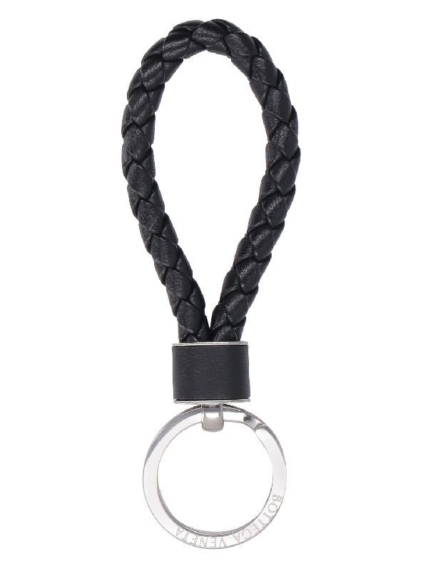 Intrecciato Leather Strap Keyring