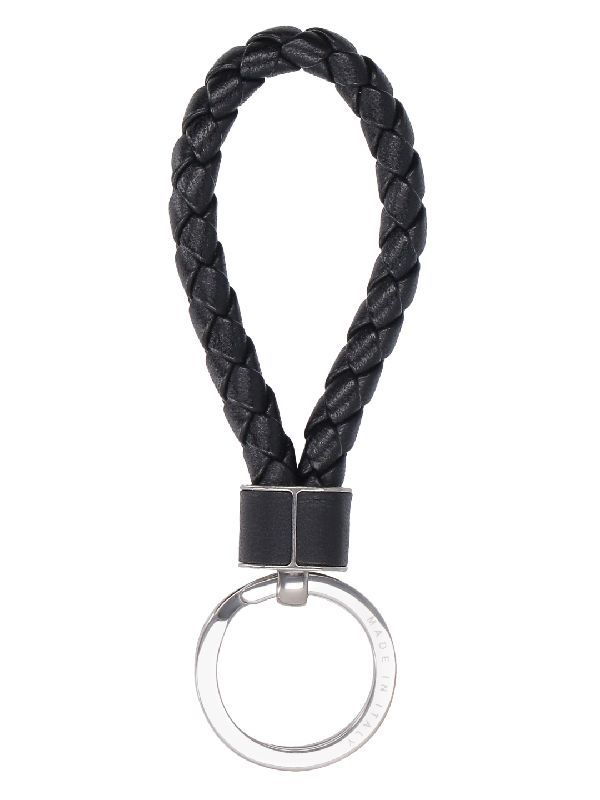 Intrecciato Leather Strap Keyring