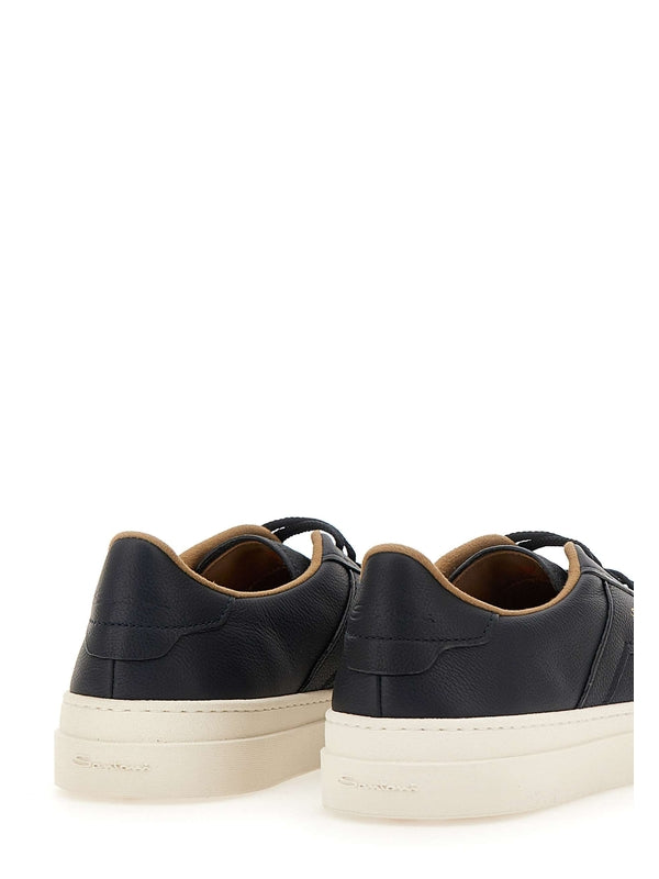 Santoni Navy Low Top Sneakers