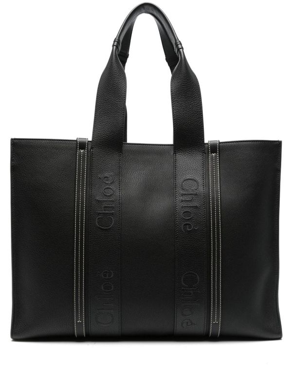 Woody Leather Medium Tote Bag