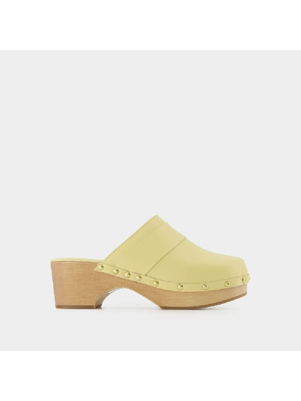 Bibi Leather Wood Platform Clog