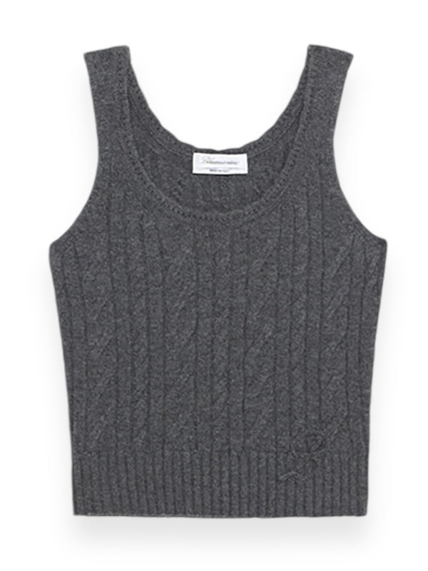 Cable Wool Cashmere Sleeveless Knit