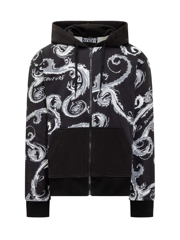 Barocco Printed Hooded Zip-Up