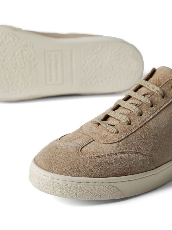 Beige Suede Low-top Sneakers