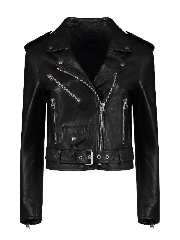 Crop Goatskin Biker Jacket