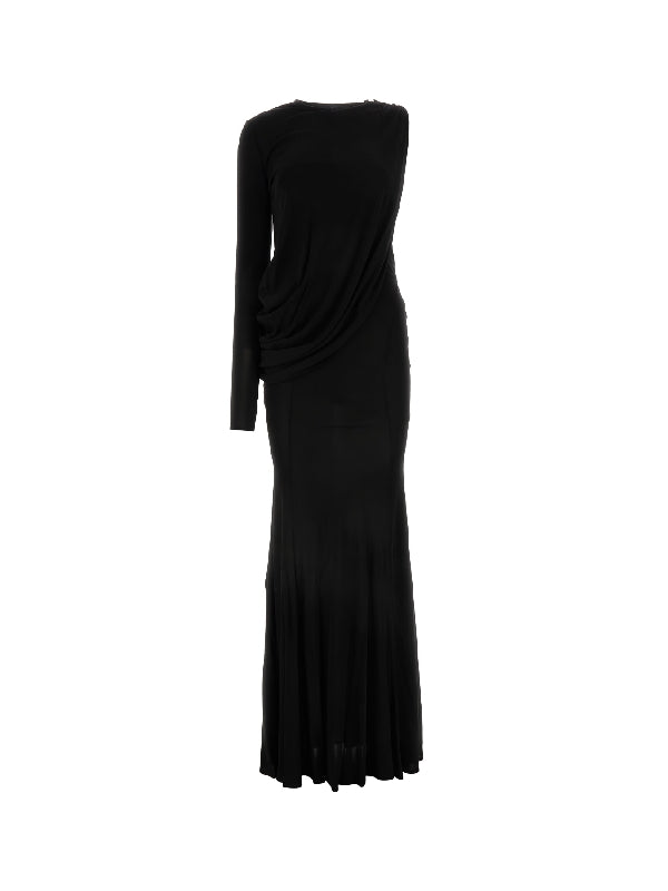 Asymmetric Draped Maxi Dress