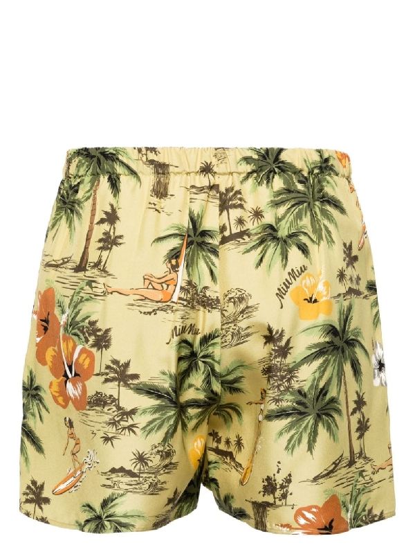 Allover Printing Silk Shorts