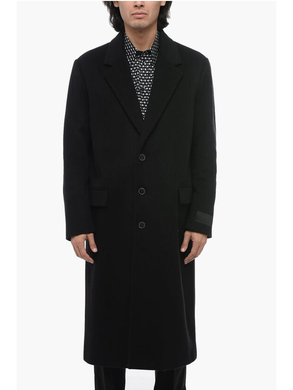 单排扣羊毛尼龙大衣