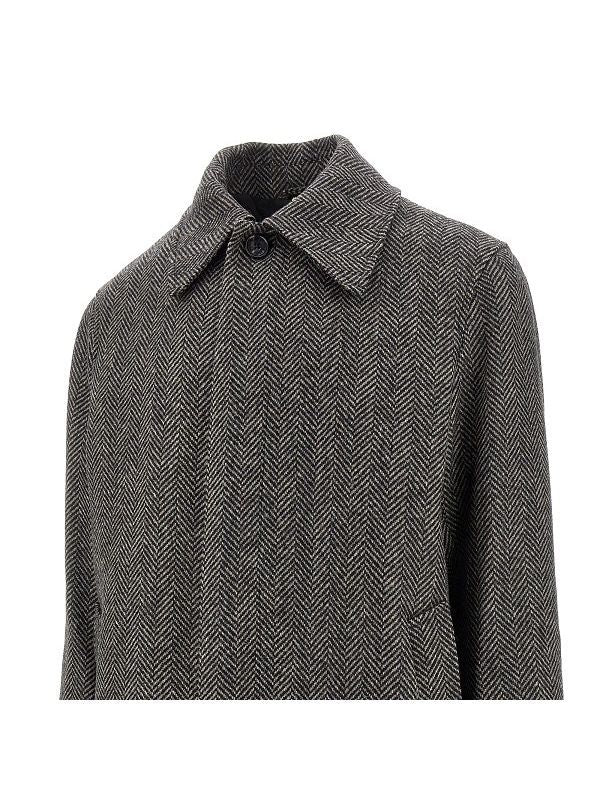 Winter Herringbone Wool Coat