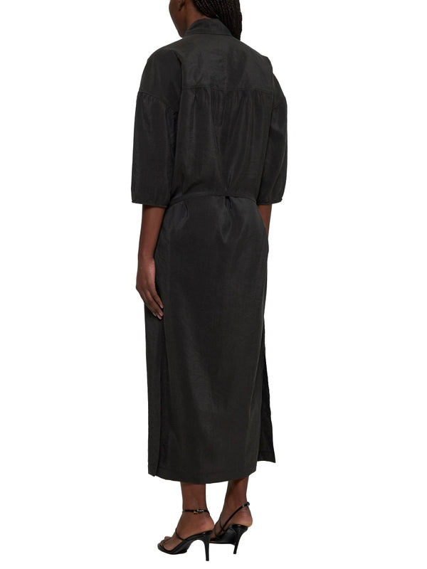 Black Silk Nylon Long Dress