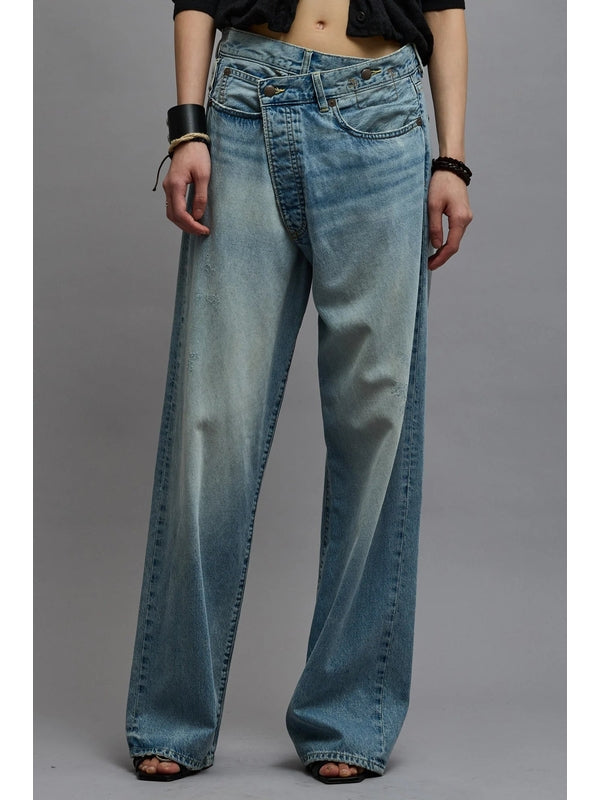 Crossover Wide Denim Pants