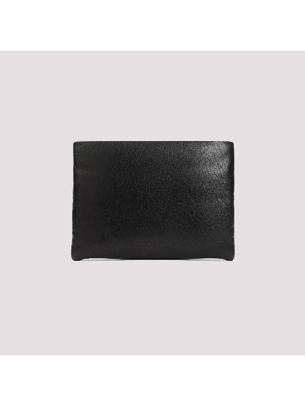 Emboss Logo Leather Clutch Bag