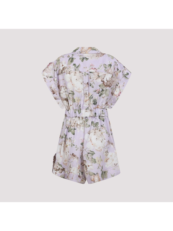 Flower Pattern Belt Jumpsuit