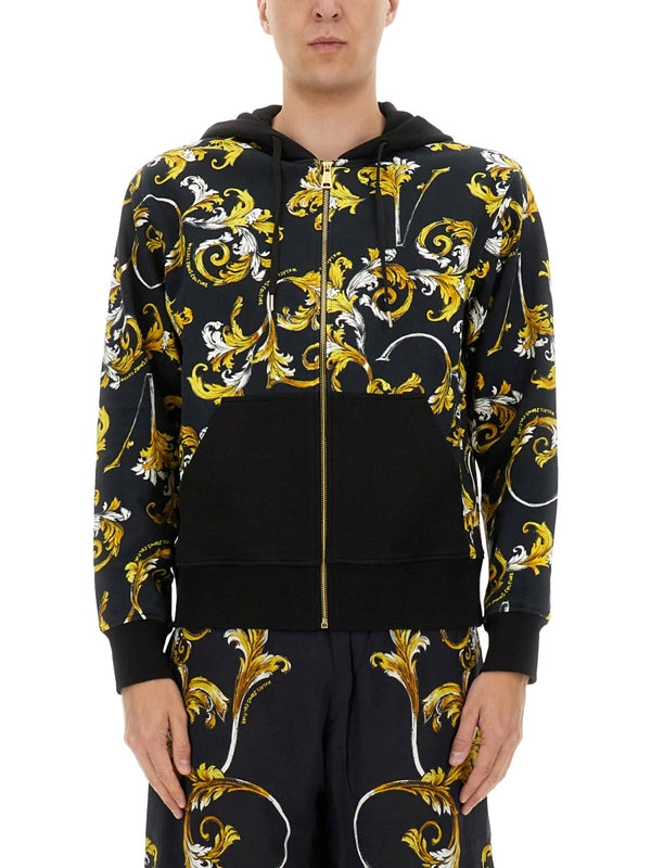 Baroque Pattern Cotton Hood Zip Up