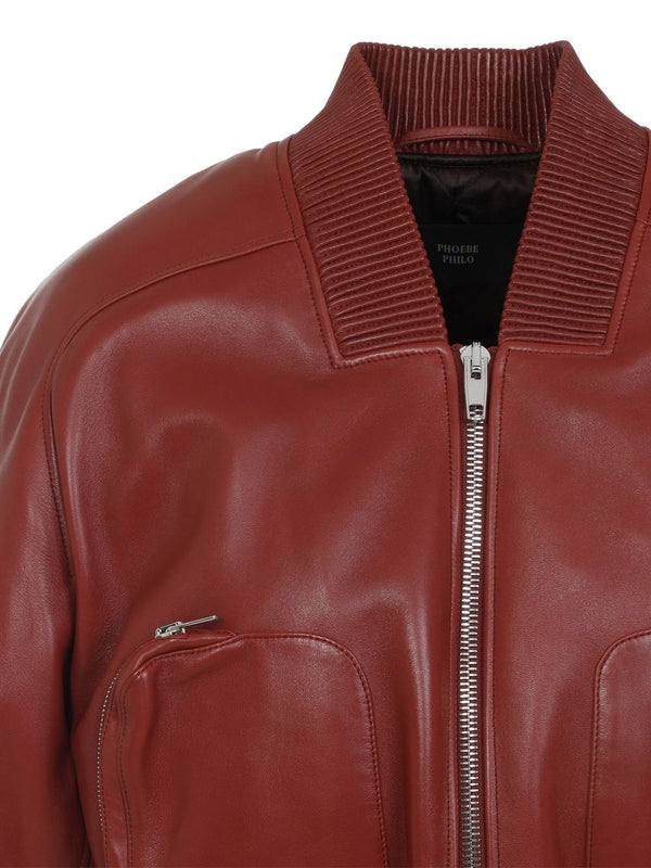Pocket Leather Bomber Jacket