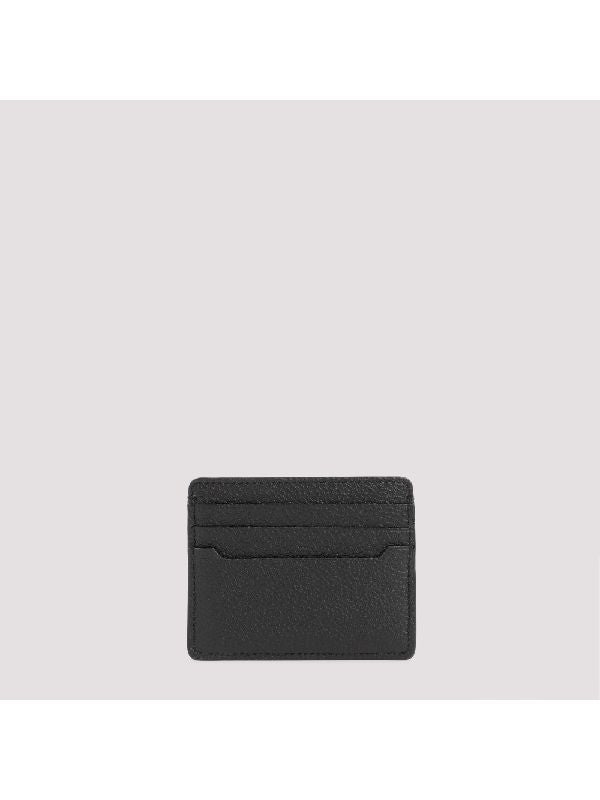 Metal Logo Leather Card Holder