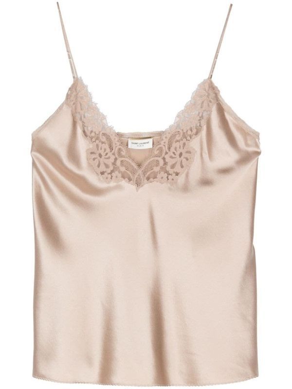 Lace Trim Silk Camisole