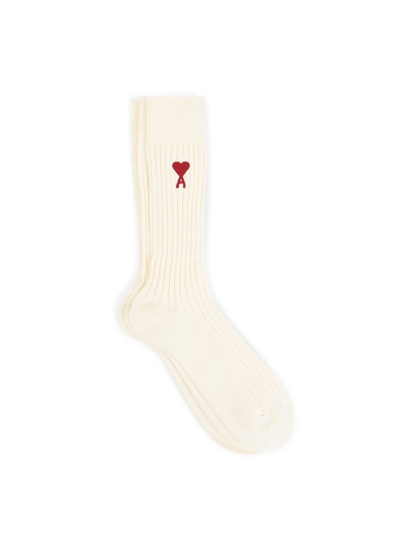 Heart Logo Embroidery Rib Socks