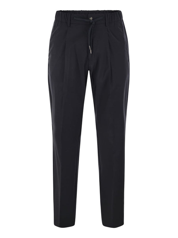 Pintuck Detail Drawstring Wool Blend Pants